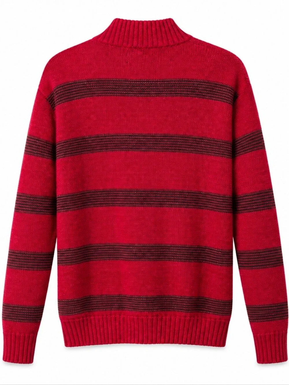 Chaps Red and Black Striped Chaps Red Striped Cotton Sweater. Medium